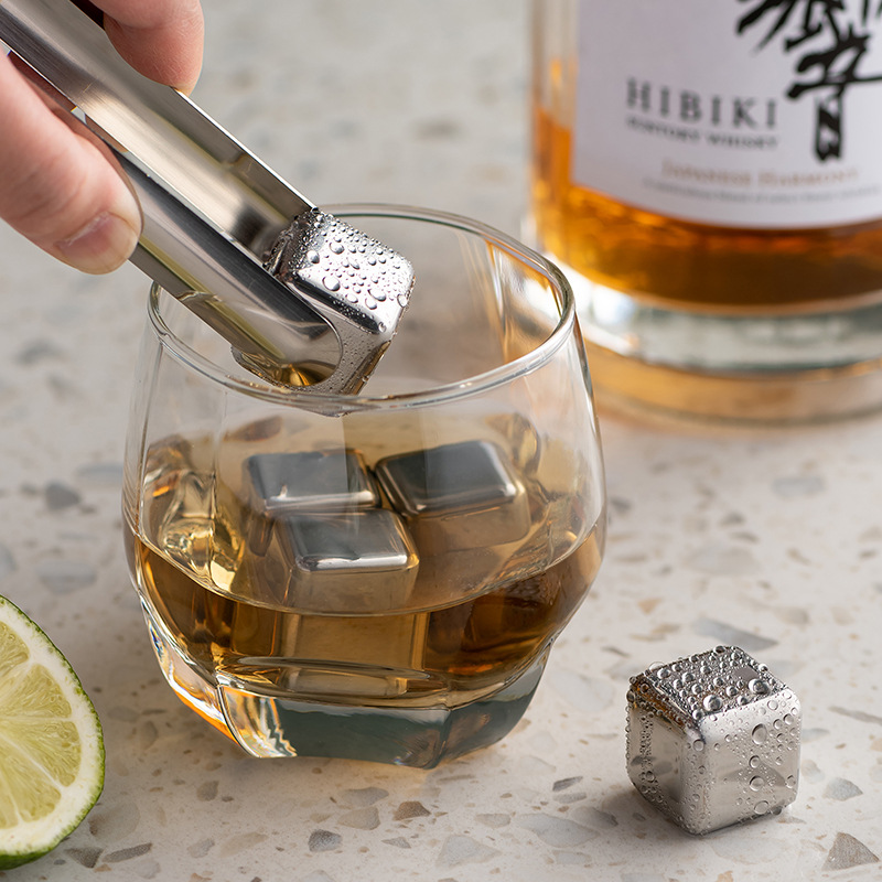 SelfDesigned 304 Stainless Steel Ice Cube Box Recyclable QuickFrozen Chilled Drinks Drinks Whisky Stone QuickFrozen Ball