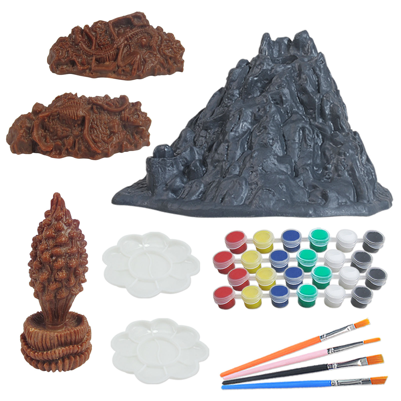 Cross-Border DIY Painted Dinosaur White Blank Model Graffiti Sword Dragon Dragon Painting Volcano Tree Stone Set Children's Toys