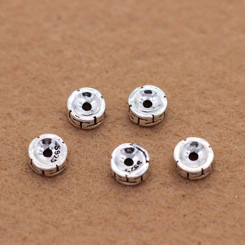 925 pure silver Thai silver beads loose beads vintage buddhist beads crystal partition pieces DIY beads material bracelet accessories