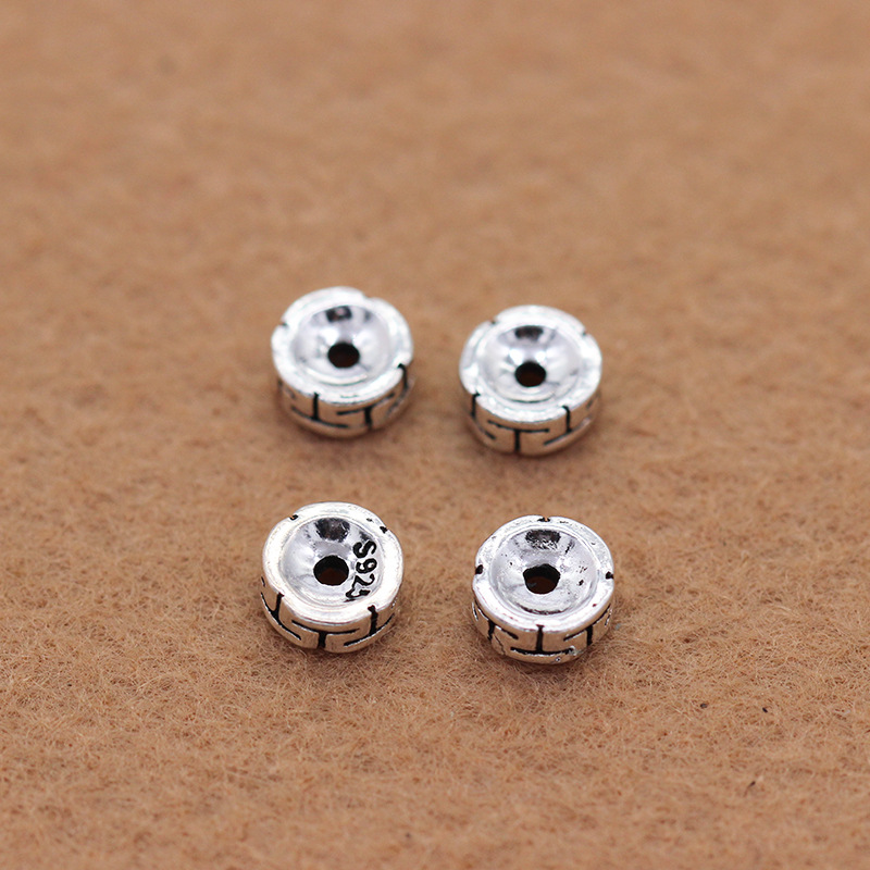 925 pure silver Thai silver beads loose beads vintage buddhist beads crystal partition pieces DIY beads material bracelet accessories