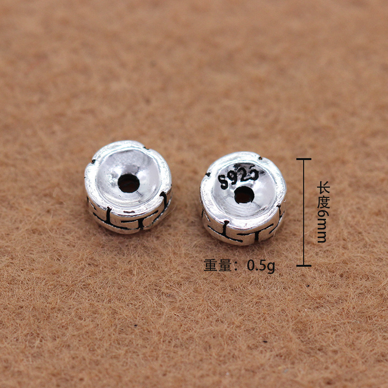 925 pure silver Thai silver beads loose beads vintage buddhist beads crystal partition pieces DIY beads material bracelet accessories