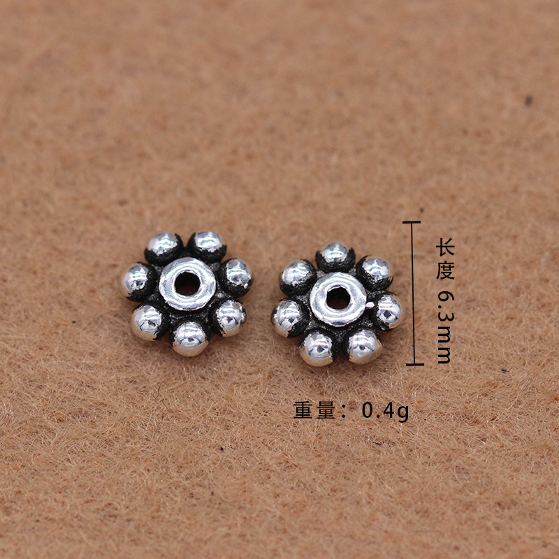 925 pure silver Thai silver beads loose beads vintage buddhist beads crystal partition pieces DIY beads material bracelet accessories