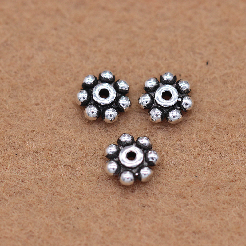 925 pure silver Thai silver beads loose beads vintage buddhist beads crystal partition pieces DIY beads material bracelet accessories