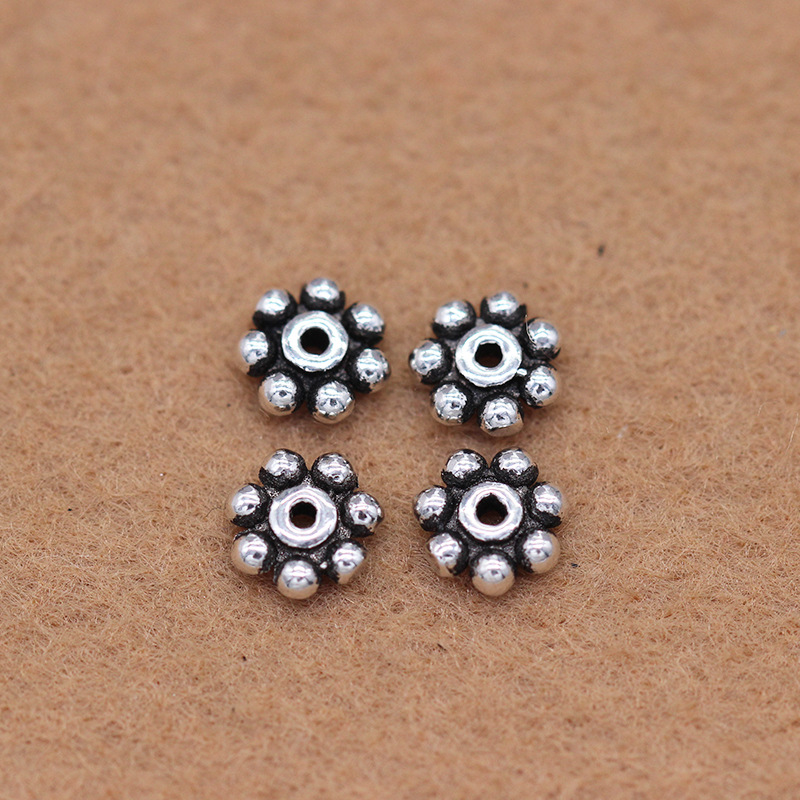 925 pure silver Thai silver beads loose beads vintage buddhist beads crystal partition pieces DIY beads material bracelet accessories