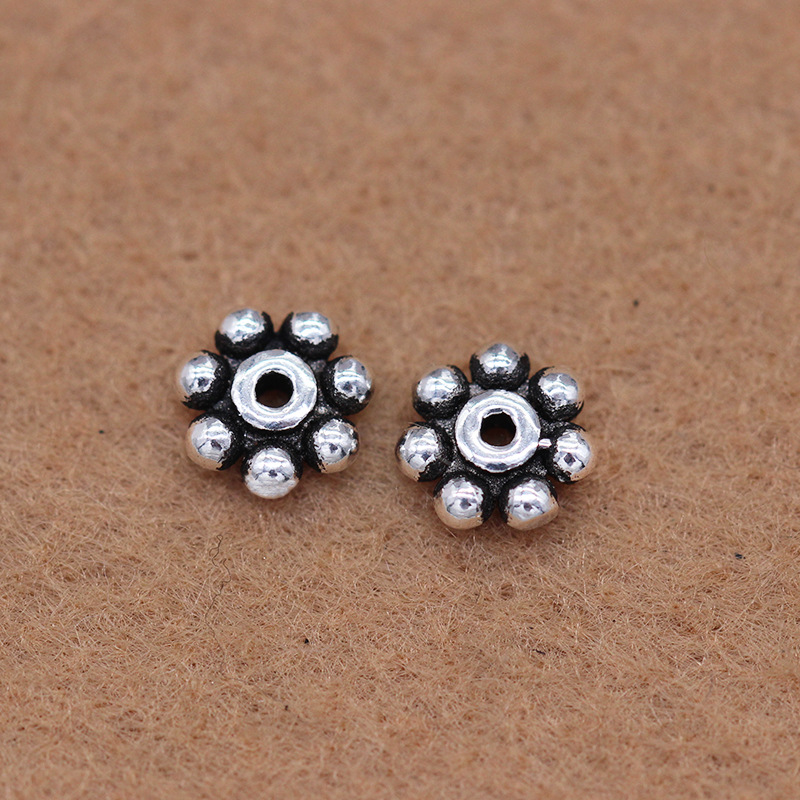 925 pure silver Thai silver beads loose beads vintage buddhist beads crystal partition pieces DIY beads material bracelet accessories