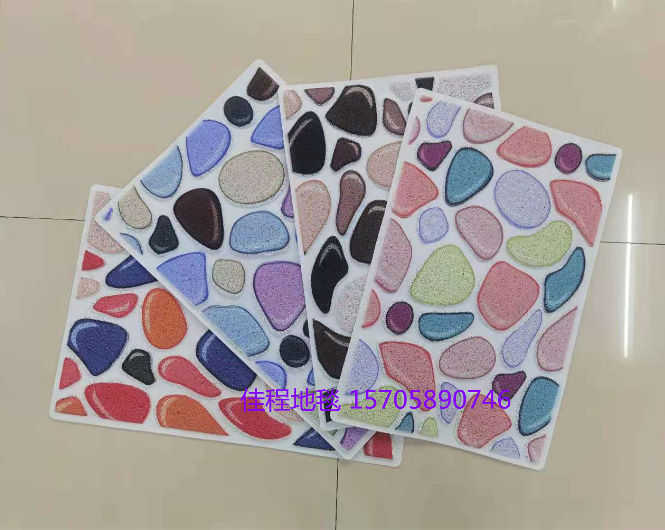 New 3D HD Spray Printing Floor Mat Three-Dimensional Stone Mat Three-Dimensional Simulation Pebble Non-Slip Mat Foot Mat