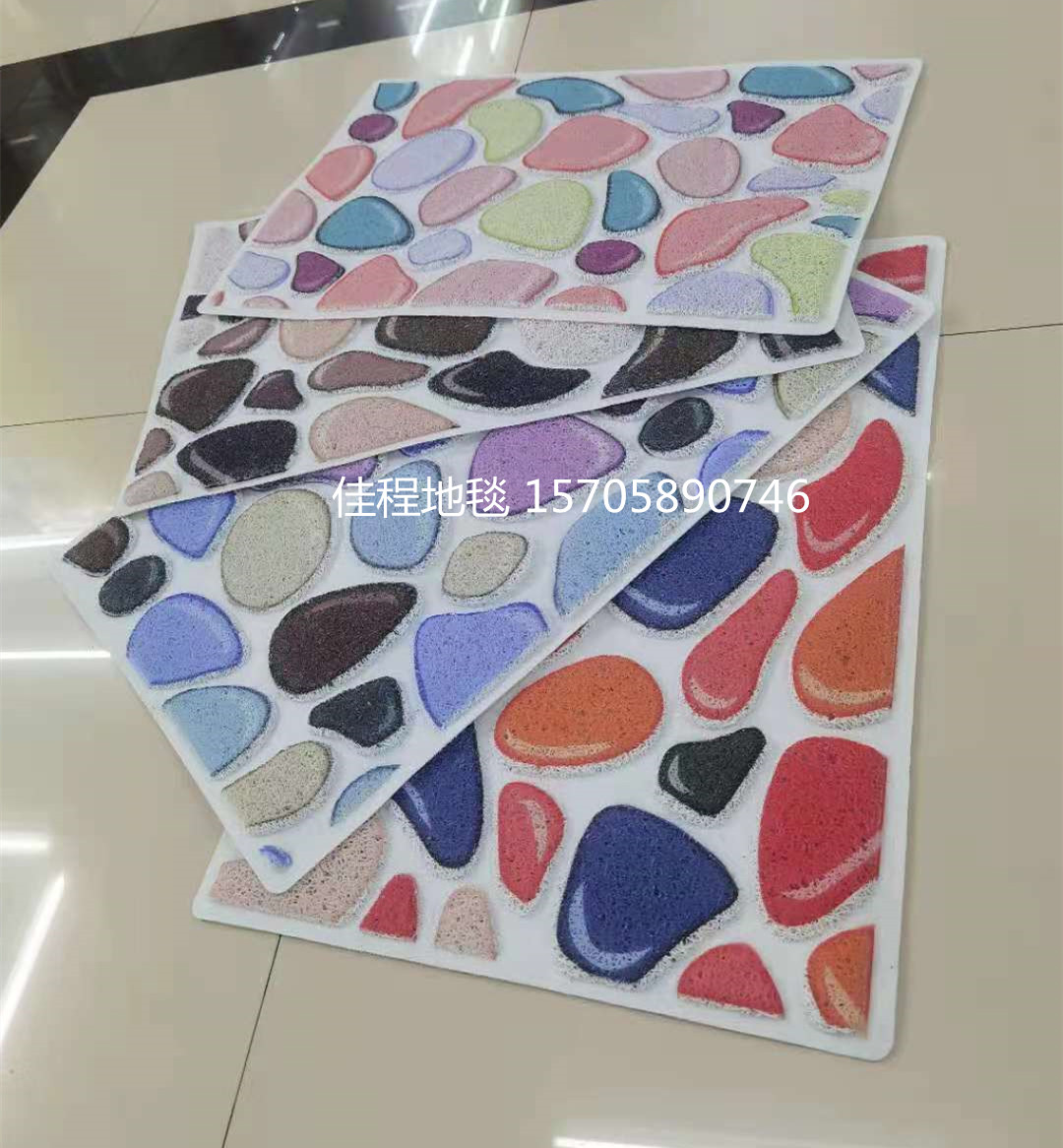 New 3D HD Spray Printing Floor Mat Three-Dimensional Stone Mat Three-Dimensional Simulation Pebble Non-Slip Mat Foot Mat