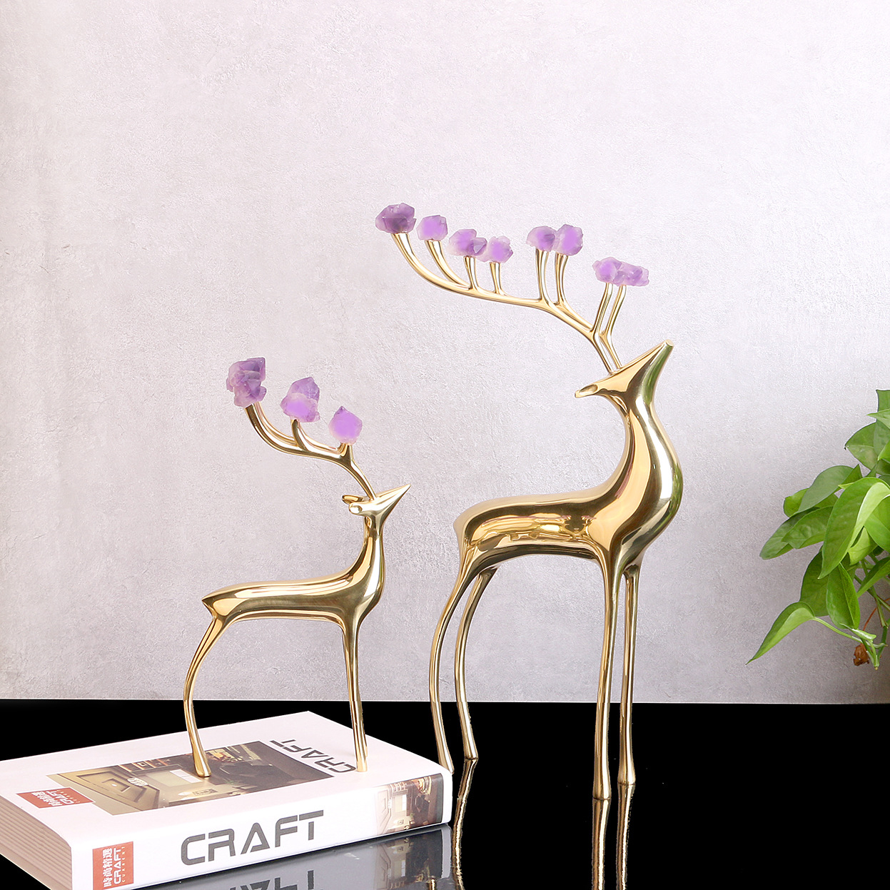 Metal Deer Decoration Amethyst Stone Antlers Model Room TV Cabinet Housewarming Wedding Favors Home Decorations Metal Deer Decoration Amethyst Stone Antlers Model Room TV Cabinet Housewarming Wedding Favors Home Decorations