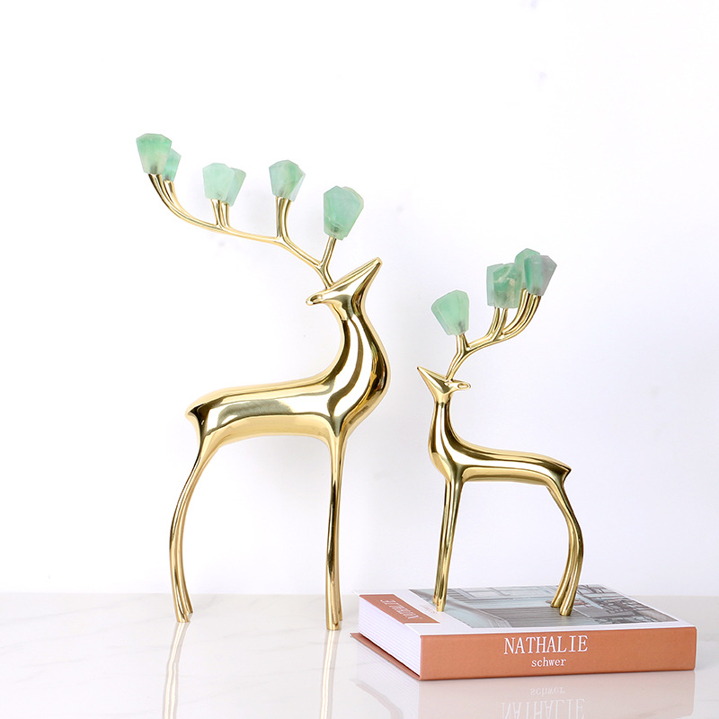 Metal Deer  Decoration Amethyst Stone Antlers Model Room TV Cabinet Housewarming Wedding Favors Home Decorations