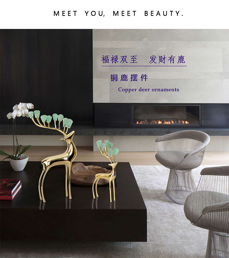 Metal Deer Decoration Amethyst Stone Antlers Model Room TV Cabinet Housewarming Wedding Favors Home Decorations Metal Deer Decoration Amethyst Stone Antlers Model Room TV Cabinet Housewarming Wedding Favors Home Decorations