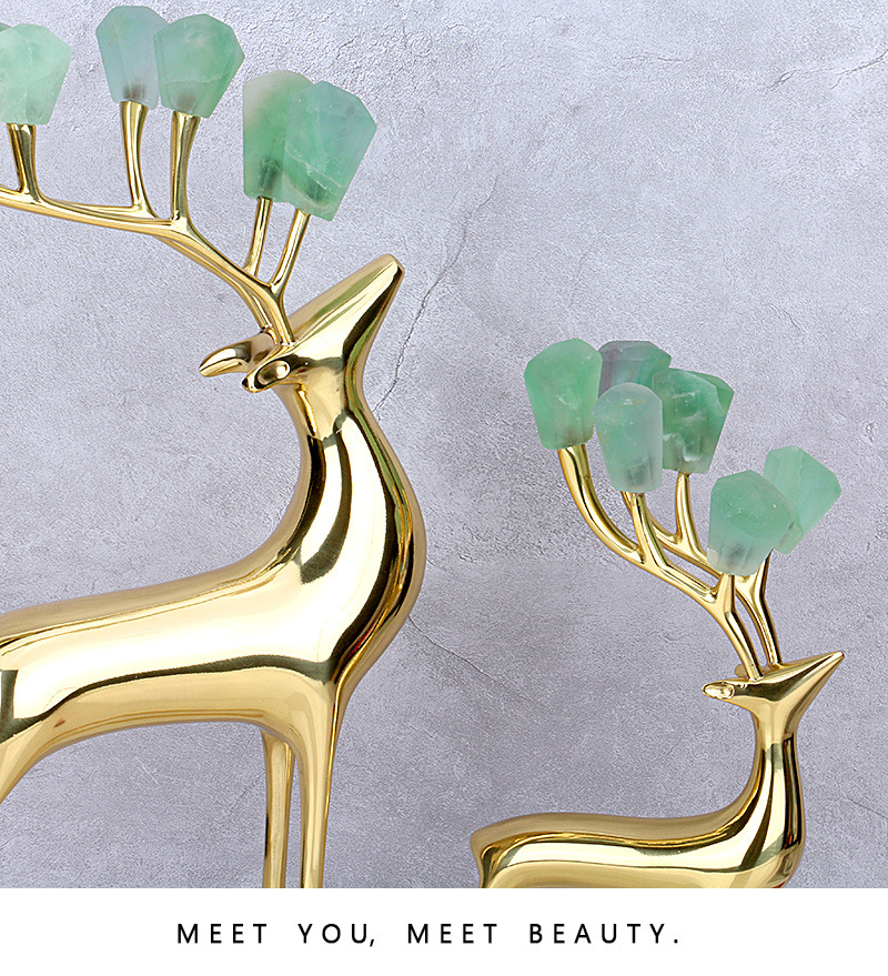 Metal Deer Decoration Amethyst Stone Antlers Model Room TV Cabinet Housewarming Wedding Favors Home Decorations Metal Deer Decoration Amethyst Stone Antlers Model Room TV Cabinet Housewarming Wedding Favors Home Decorations