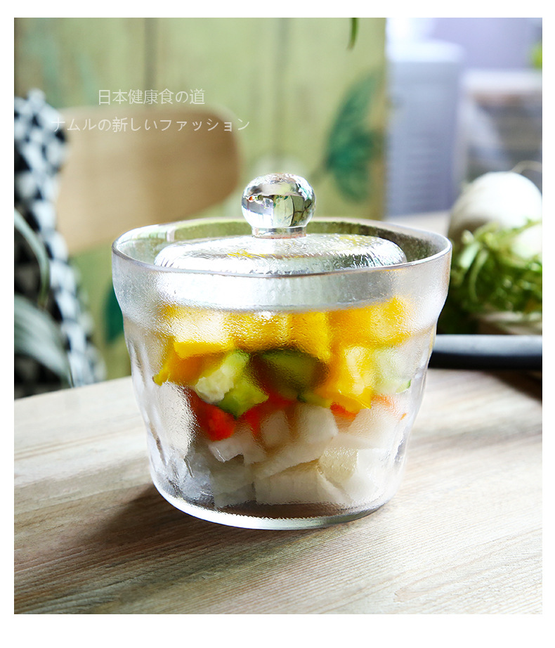 Pickle jar Japanese overnight marinated in heavy stone, shallow ground, thickened glass jars