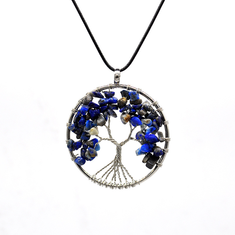 Foreign Trade Natural Gravel Crystal Lucky Tree Colorful Natural Stone Pachira Macrocarpa Necklace Factory Direct Sales