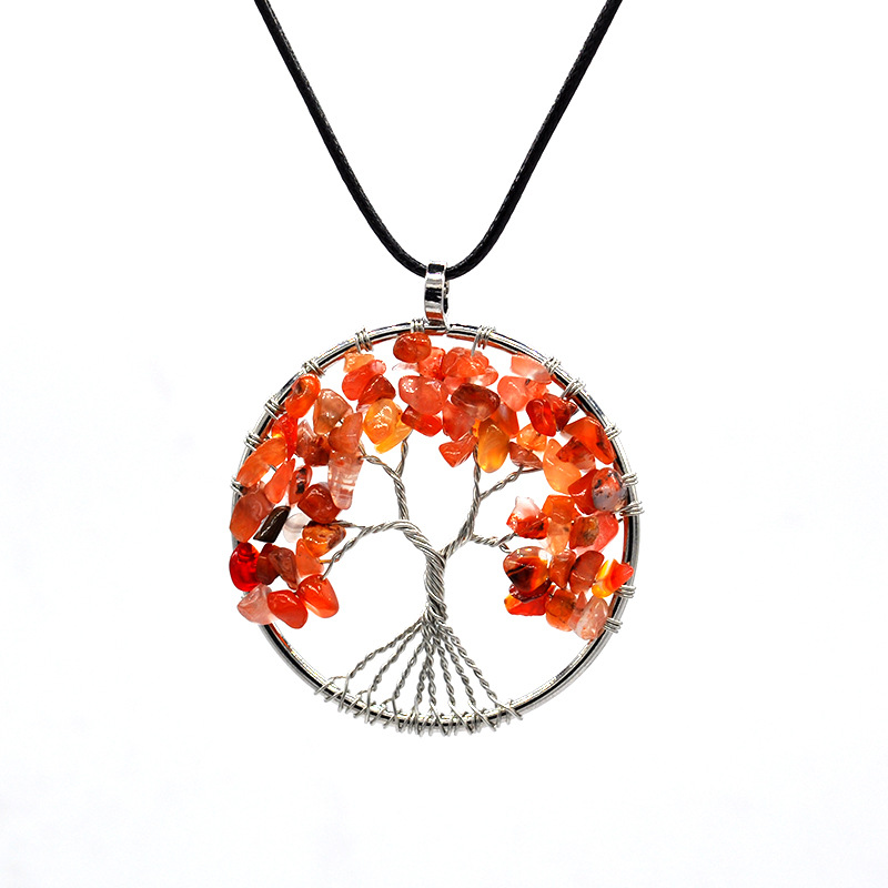 Foreign Trade Natural Gravel Crystal Lucky Tree Colorful Natural Stone Pachira Macrocarpa Necklace Factory Direct Sales