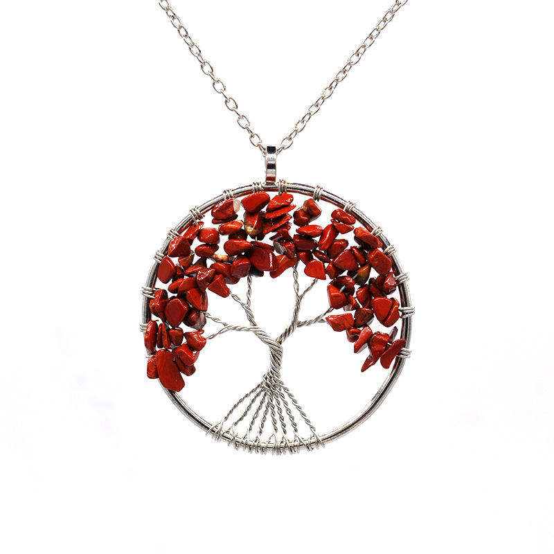 Foreign Trade Natural Gravel Crystal Lucky Tree Colorful Natural Stone Pachira Macrocarpa Necklace Factory Direct Sales