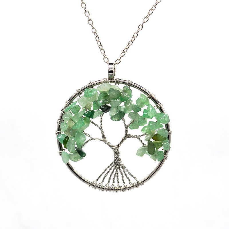Foreign Trade Natural Gravel Crystal Lucky Tree Colorful Natural Stone Pachira Macrocarpa Necklace Factory Direct Sales