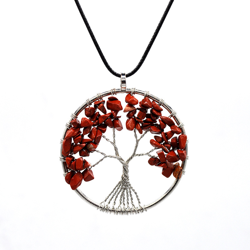 Foreign Trade Natural Gravel Crystal Lucky Tree Colorful Natural Stone Pachira Macrocarpa Necklace Factory Direct Sales