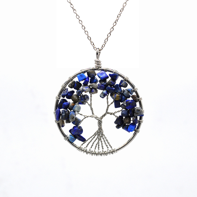 Foreign Trade Natural Gravel Crystal Lucky Tree Colorful Natural Stone Pachira Macrocarpa Necklace Factory Direct Sales
