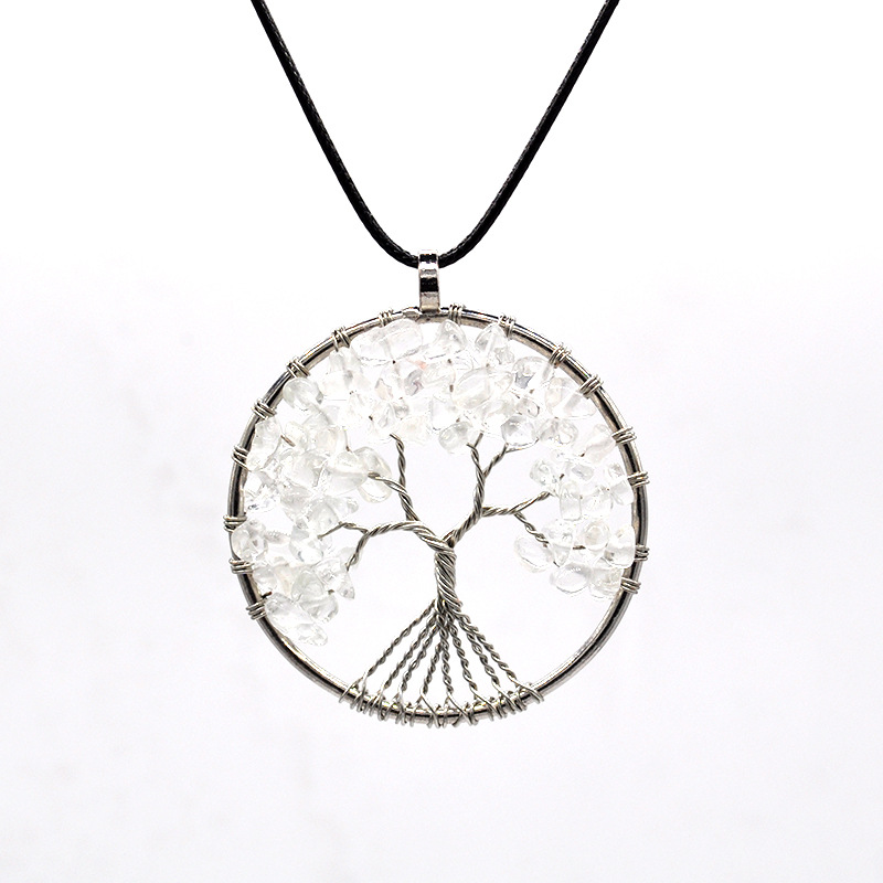 Foreign Trade Natural Gravel Crystal Lucky Tree Colorful Natural Stone Pachira Macrocarpa Necklace Factory Direct Sales