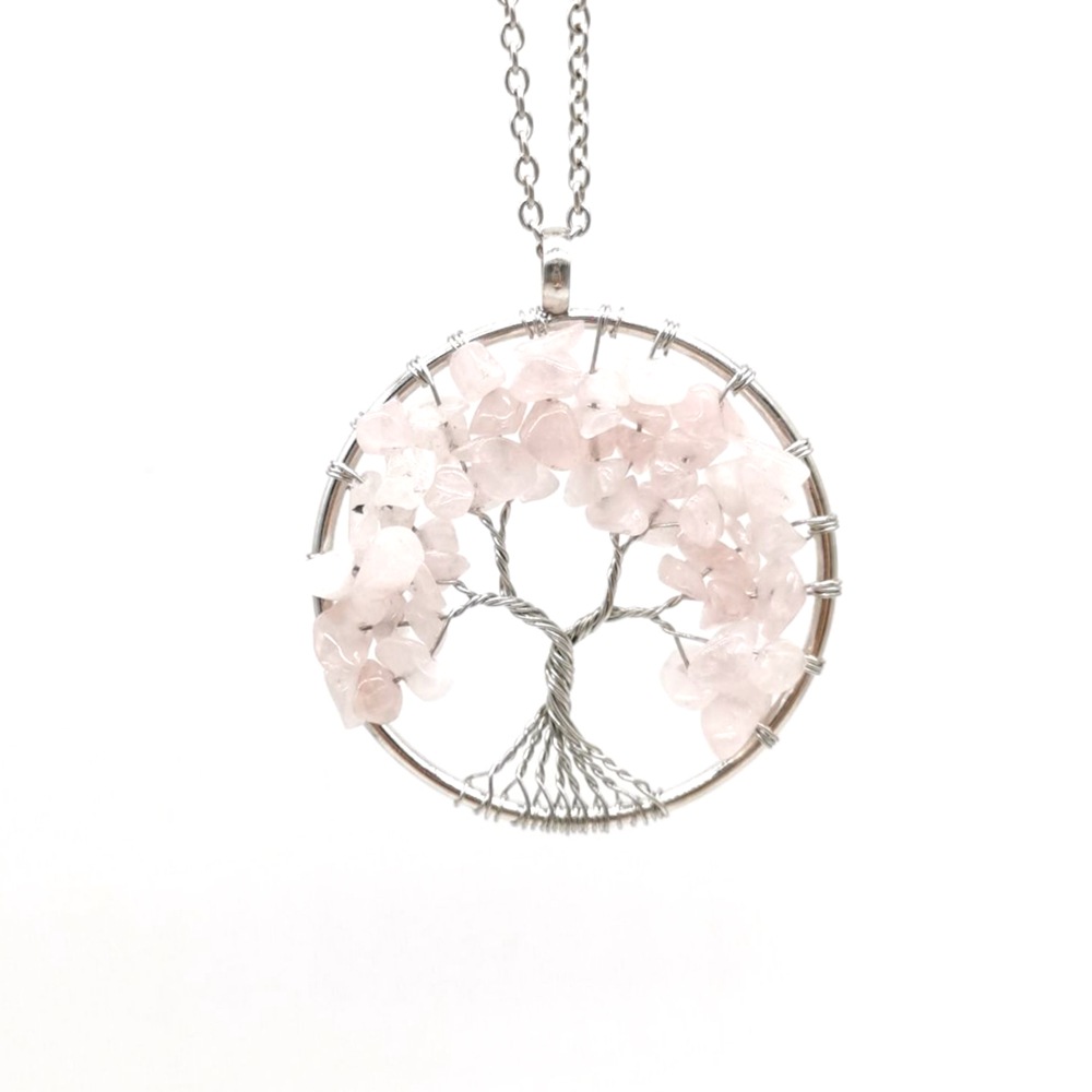 Foreign Trade Natural Gravel Crystal Lucky Tree Colorful Natural Stone Pachira Macrocarpa Necklace Factory Direct Sales