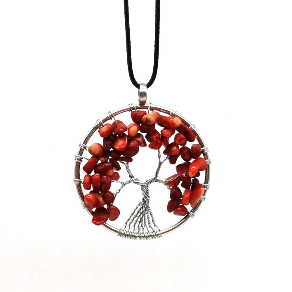 Foreign Trade Natural Gravel Crystal Lucky Tree Colorful Natural Stone Pachira Macrocarpa Necklace Factory Direct Sales