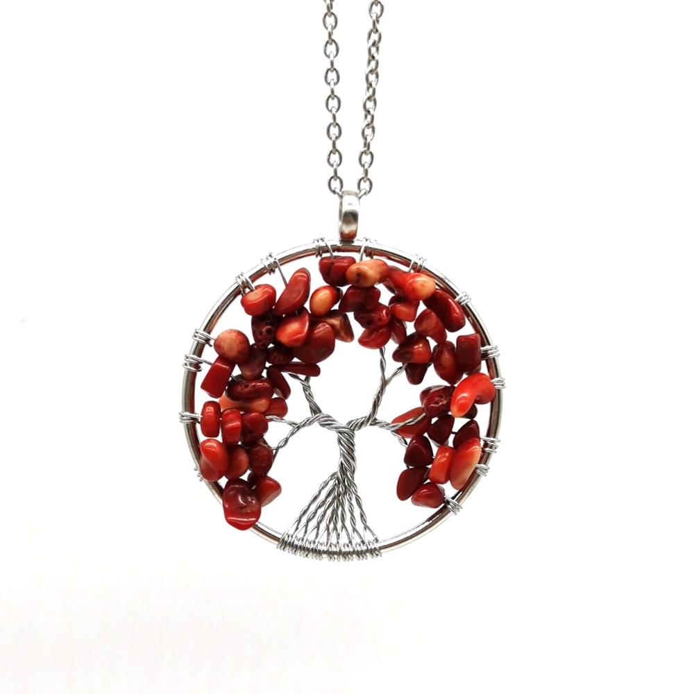 Foreign Trade Natural Gravel Crystal Lucky Tree Colorful Natural Stone Pachira Macrocarpa Necklace Factory Direct Sales