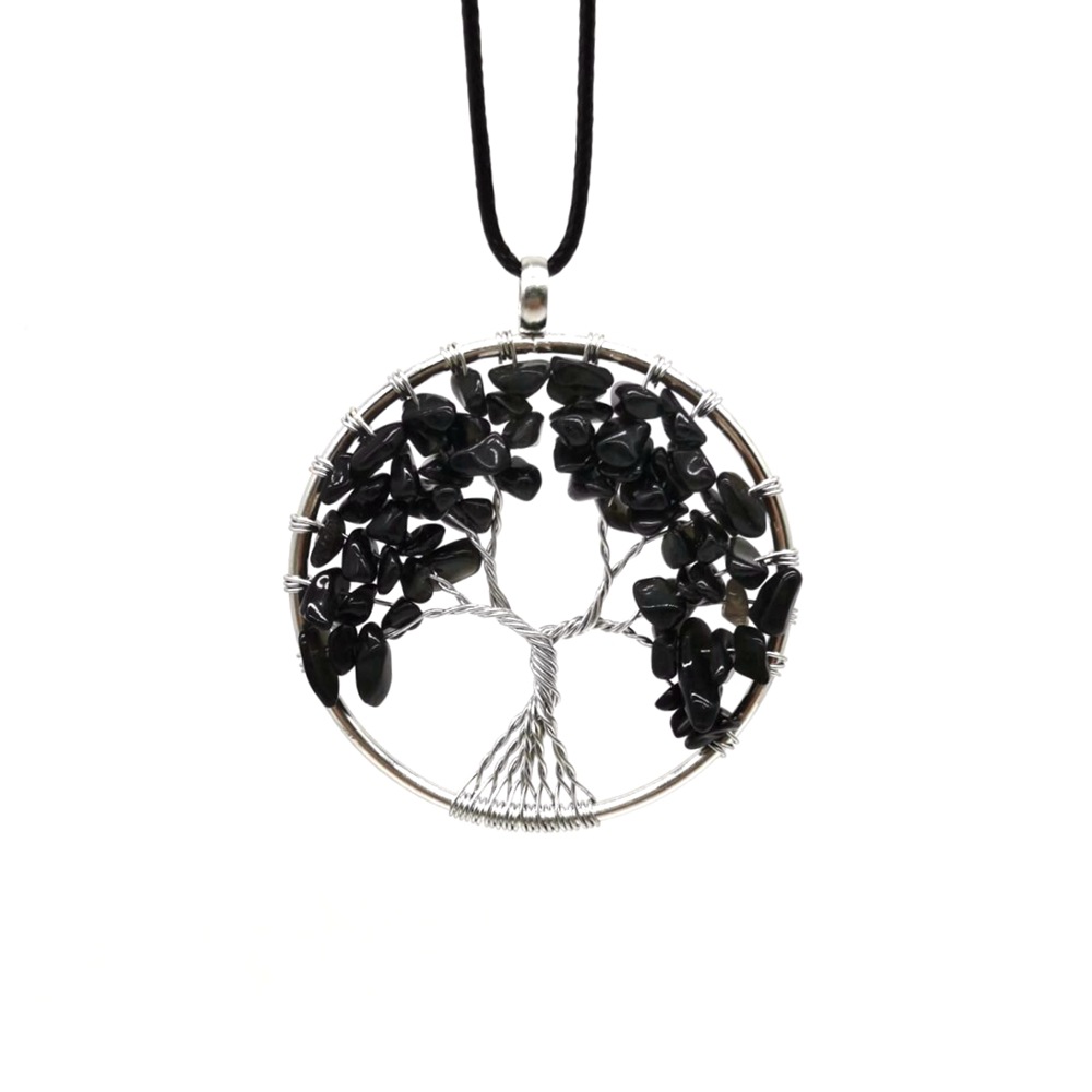Foreign Trade Natural Gravel Crystal Lucky Tree Colorful Natural Stone Pachira Macrocarpa Necklace Factory Direct Sales