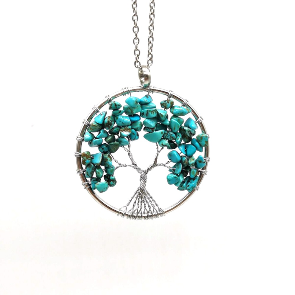 Foreign Trade Natural Gravel Crystal Lucky Tree Colorful Natural Stone Pachira Macrocarpa Necklace Factory Direct Sales