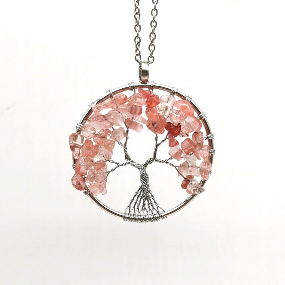 Foreign Trade Natural Gravel Crystal Lucky Tree Colorful Natural Stone Pachira Macrocarpa Necklace Factory Direct Sales