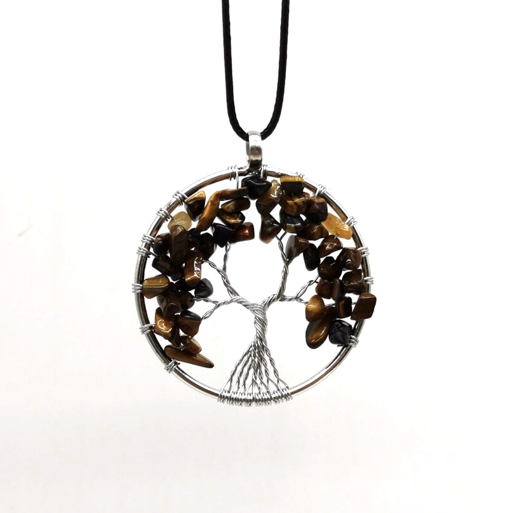 Foreign Trade Natural Gravel Crystal Lucky Tree Colorful Natural Stone Pachira Macrocarpa Necklace Factory Direct Sales
