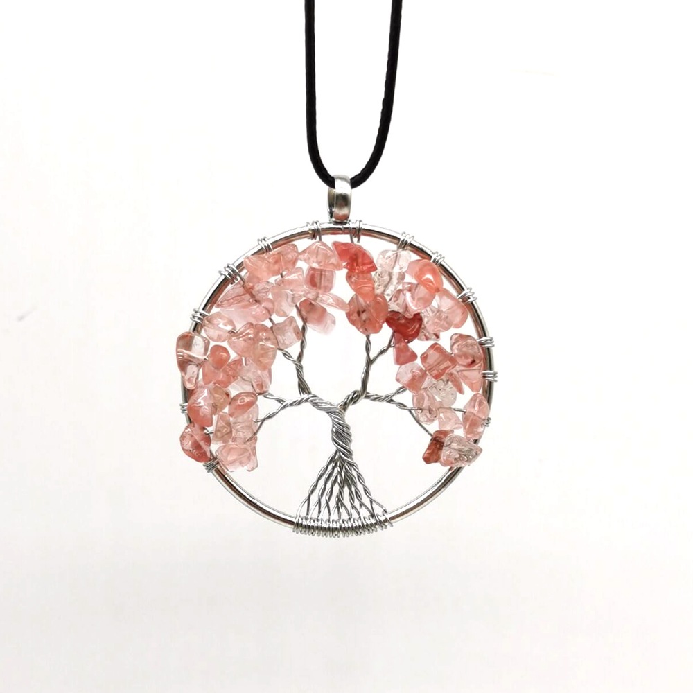 Foreign Trade Natural Gravel Crystal Lucky Tree Colorful Natural Stone Pachira Macrocarpa Necklace Factory Direct Sales