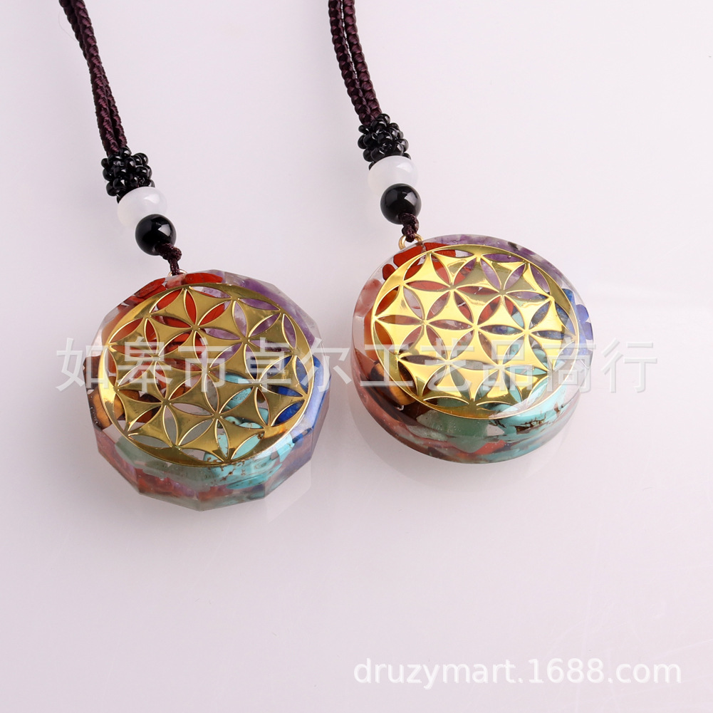 Sri Yantra Dropshipping Cross-Border Ornament Natural Stone Synthetic Crystal Austrian Pendant Necklace