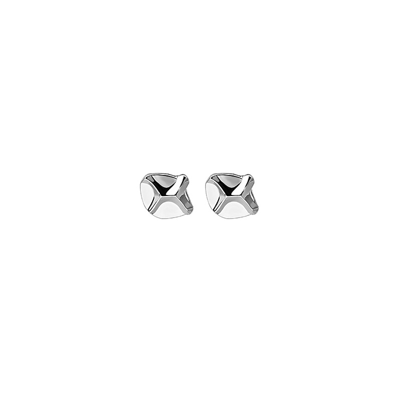 Silver Needle Irregular Convex Lava Stone Stud Earrings Stylish and Simple Personality Square Geometric Frosty Style Earrings Earrings