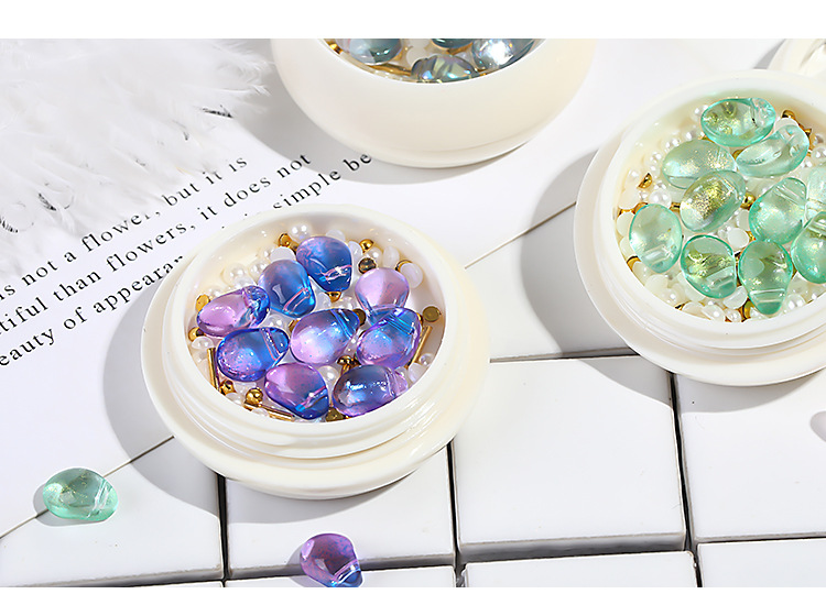 Nail Ornament Mixed Crystal Stone Pearl Steel Ball Rivet Internet Celebrity Ins Style Mixed Manicure Shell Stone Jewelry