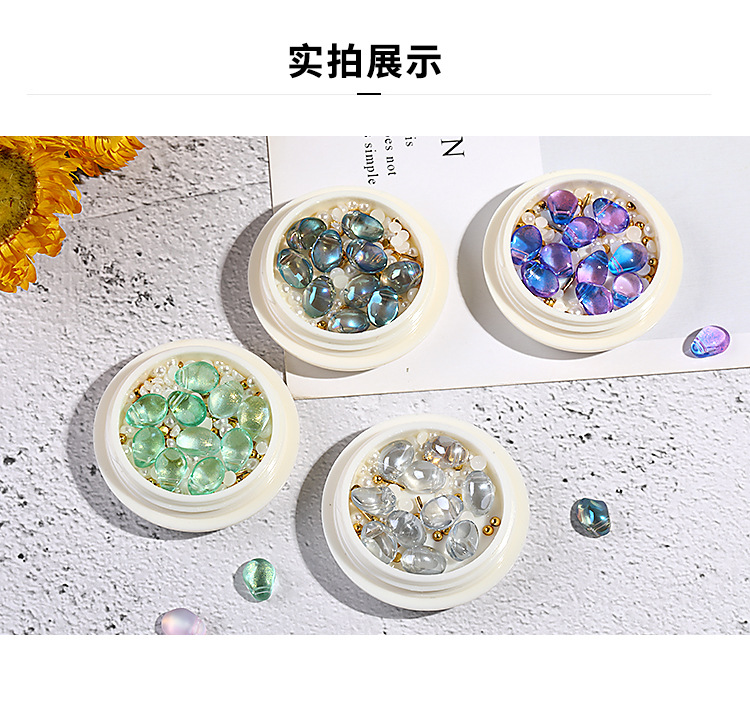 Nail Ornament Mixed Crystal Stone Pearl Steel Ball Rivet Internet Celebrity Ins Style Mixed Manicure Shell Stone Jewelry