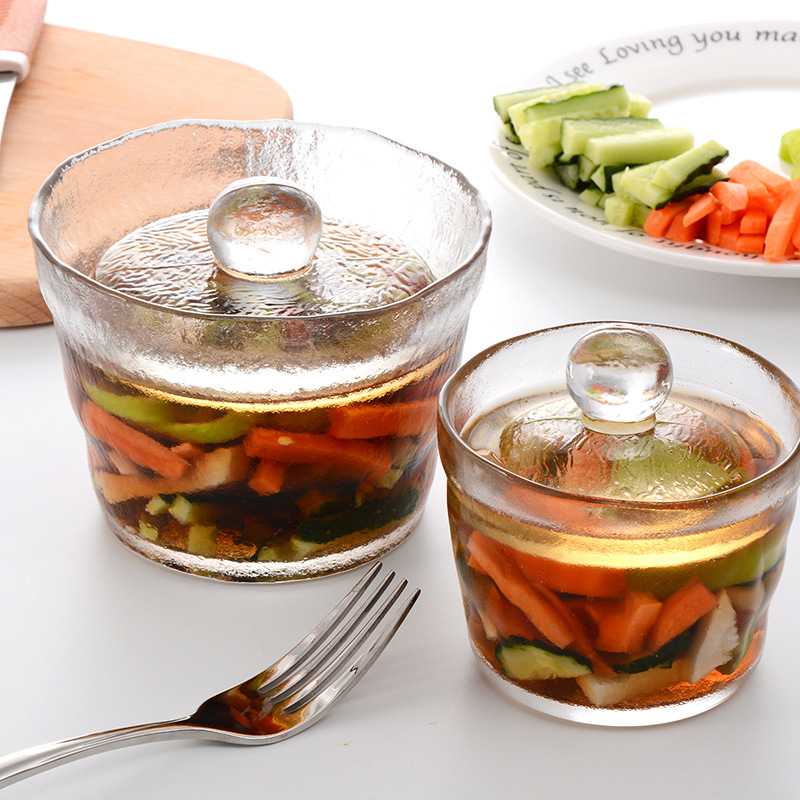 Japanese overnight pickle jar Shallow pickle jar Leadfree glass domestic heavy stone pickle container Pickle jar on