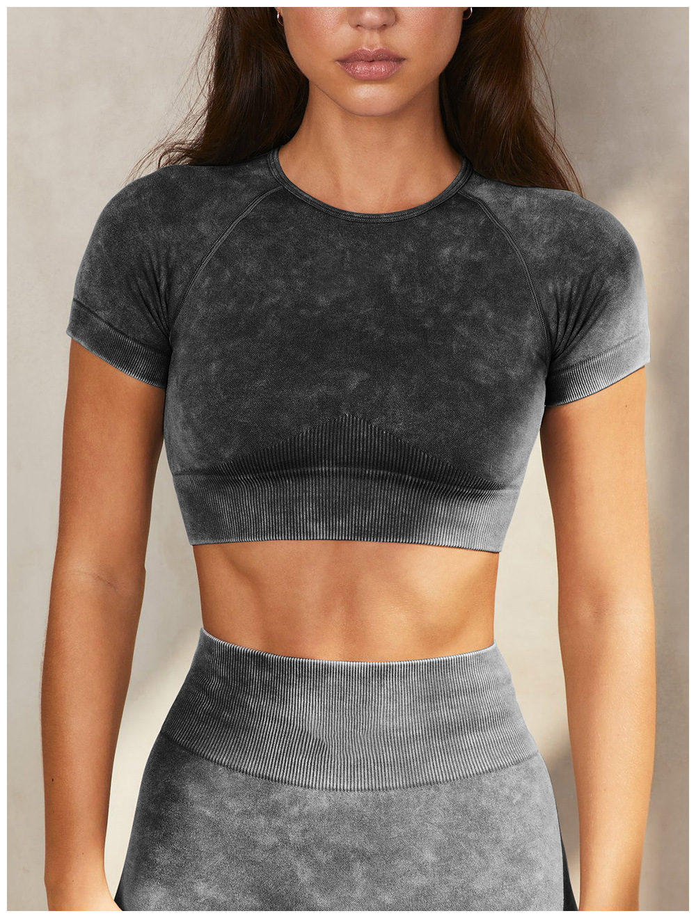 European and American Ins Yoga Suit Stone Washed Imitation Denim Yoga Bra Set High Waist Workout Seamless Yoga Suit for Women