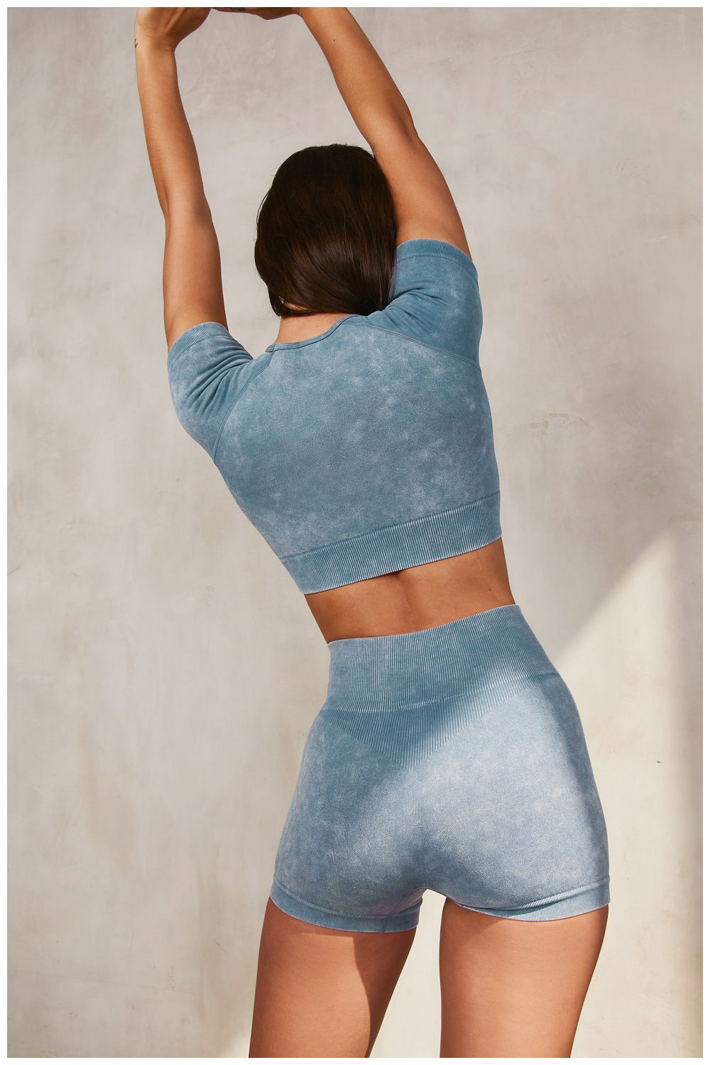 European and American Ins Yoga Suit Stone Washed Imitation Denim Yoga Bra Set High Waist Workout Seamless Yoga Suit for Women