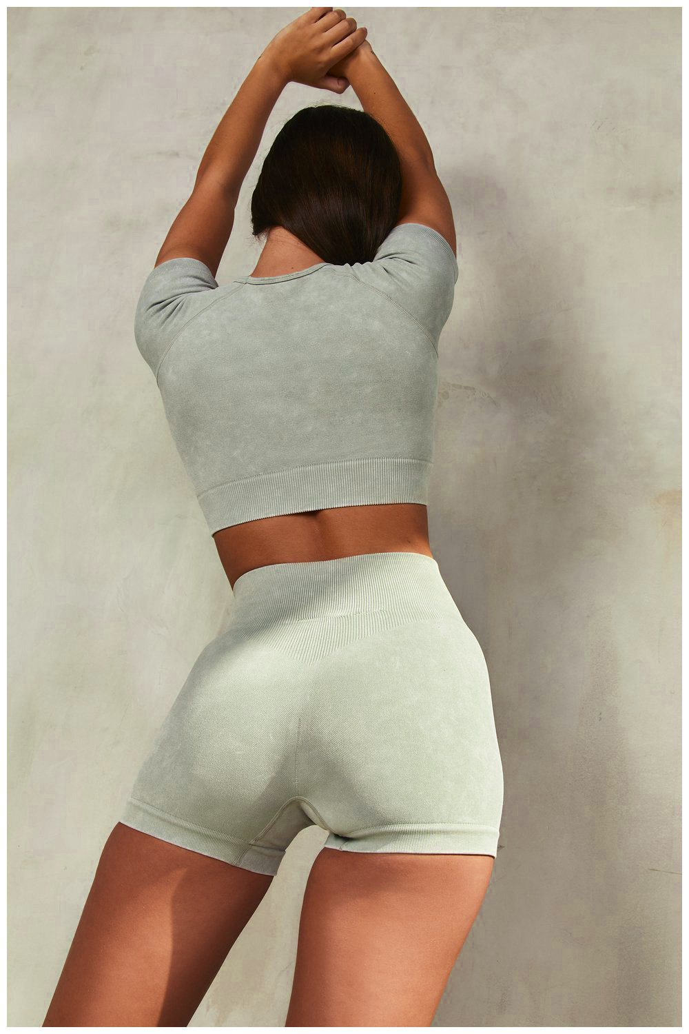 European and American Ins Yoga Suit Stone Washed Imitation Denim Yoga Bra Set High Waist Workout Seamless Yoga Suit for Women