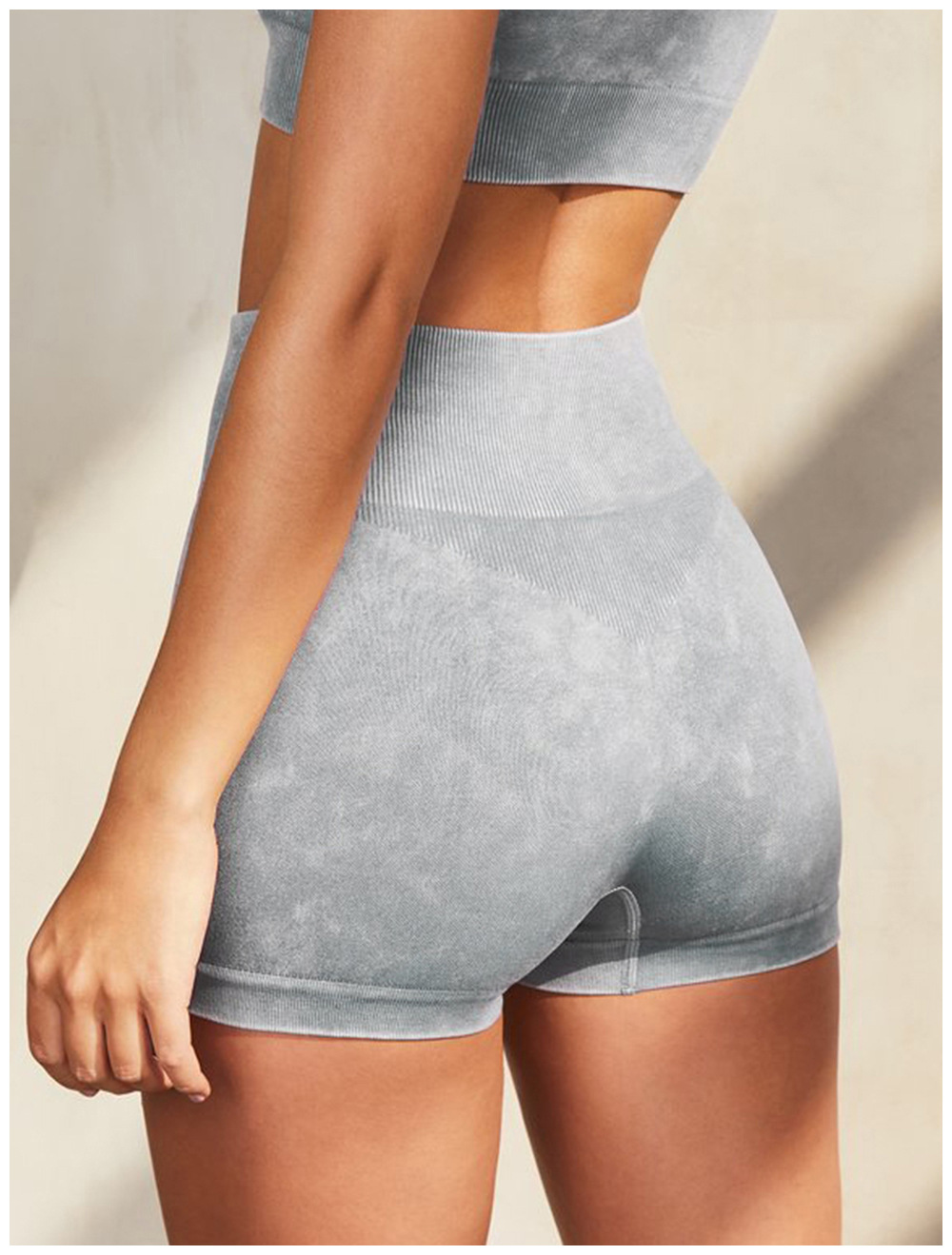 European and American Ins Yoga Suit Stone Washed Imitation Denim Yoga Bra Set High Waist Workout Seamless Yoga Suit for Women