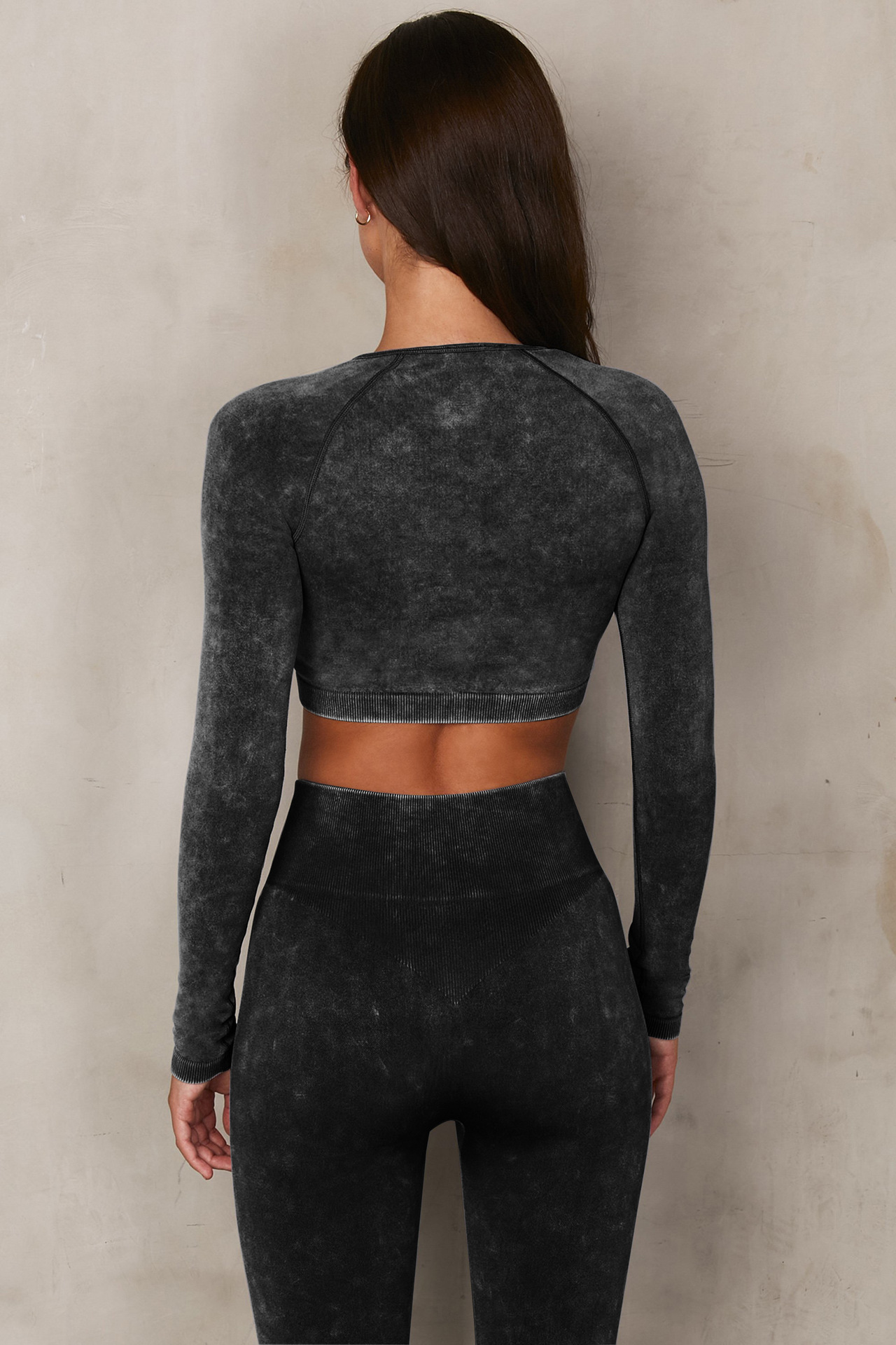 European and American Ins Yoga Suit Stone Washed Imitation Denim Yoga Bra Set High Waist Workout Seamless Yoga Suit for Women
