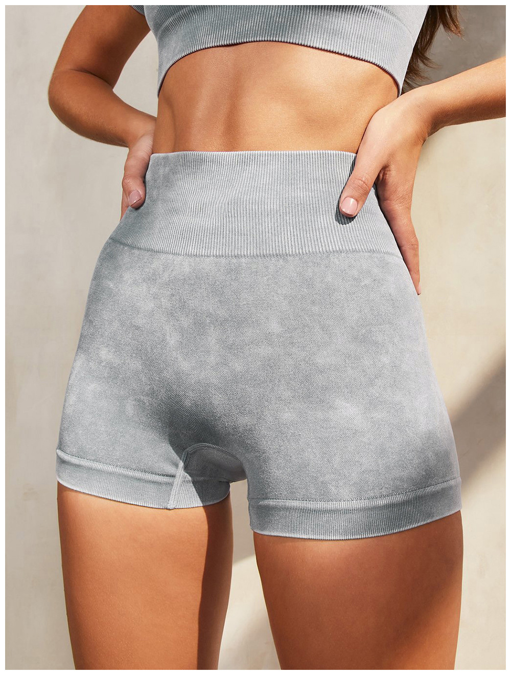 European and American Ins Yoga Suit Stone Washed Imitation Denim Yoga Bra Set High Waist Workout Seamless Yoga Suit for Women