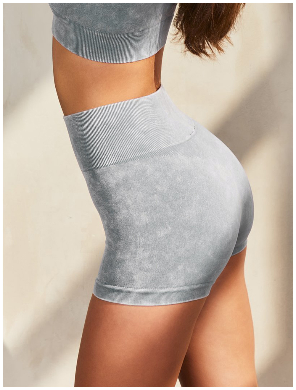 European and American Ins Yoga Suit Stone Washed Imitation Denim Yoga Bra Set High Waist Workout Seamless Yoga Suit for Women