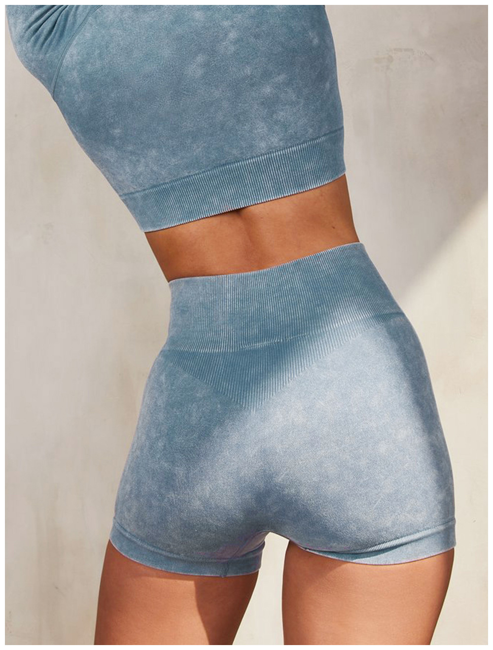 European and American Ins Yoga Suit Stone Washed Imitation Denim Yoga Bra Set High Waist Workout Seamless Yoga Suit for Women
