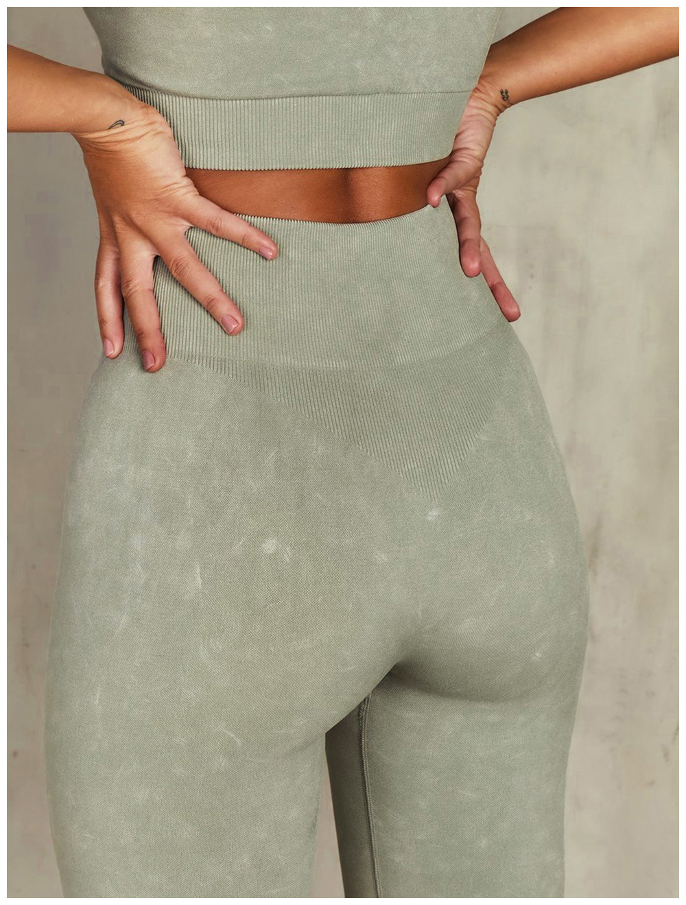 European and American Ins Yoga Suit Stone Washed Imitation Denim Yoga Bra Set High Waist Workout Seamless Yoga Suit for Women