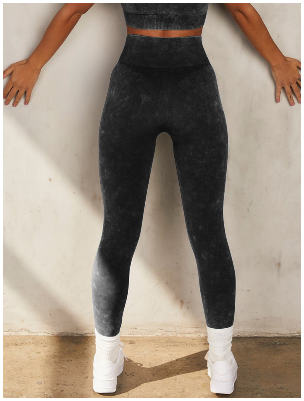 European and American Ins Yoga Suit Stone Washed Imitation Denim Yoga Bra Set High Waist Workout Seamless Yoga Suit for Women