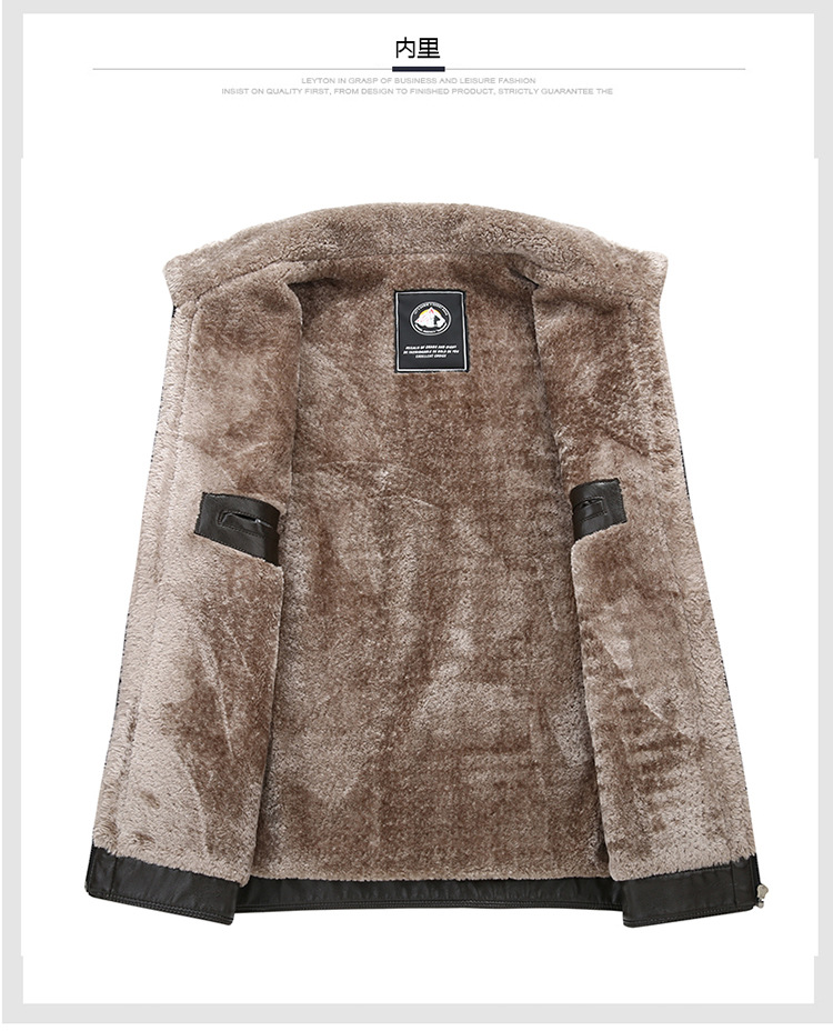 Products in Stock New Middle-Aged and Elderly Men's Leather Coat Stone Washed Business Gentleman Casual Polo Collar Fur One Men's Wear for Dad