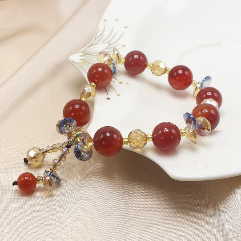 INS Style Green Agate Red Agate Bracelet Bracelet Men and Women Sweet Temperamental Bracelet Simple Birthday Gift Bracelet