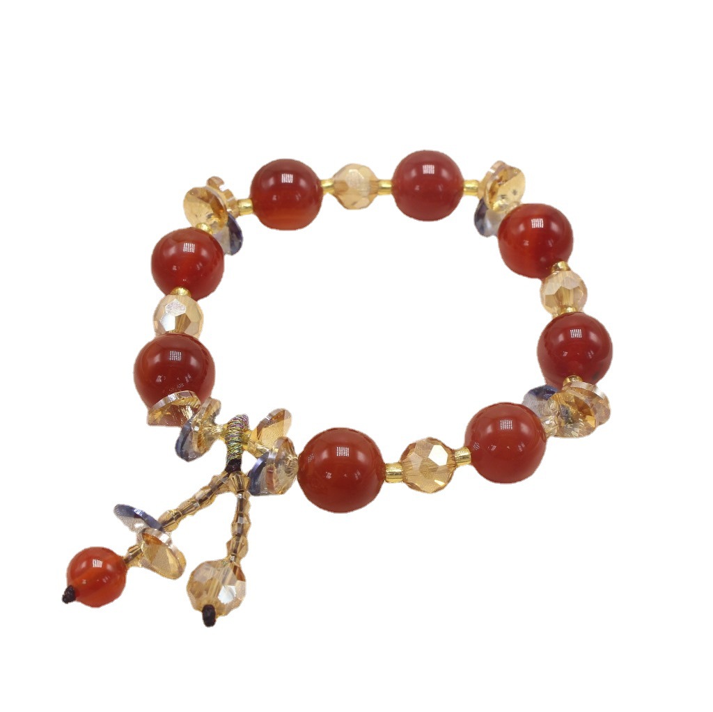 INS Style Green Agate Red Agate Bracelet Bracelet Men and Women Sweet Temperamental Bracelet Simple Birthday Gift Bracelet