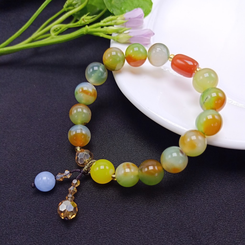 10mm Peacock Agate Bracelet Female Red Agate Bracelet Jewelry Hand Jewelry Girlfriend Gifts Online Live Supply